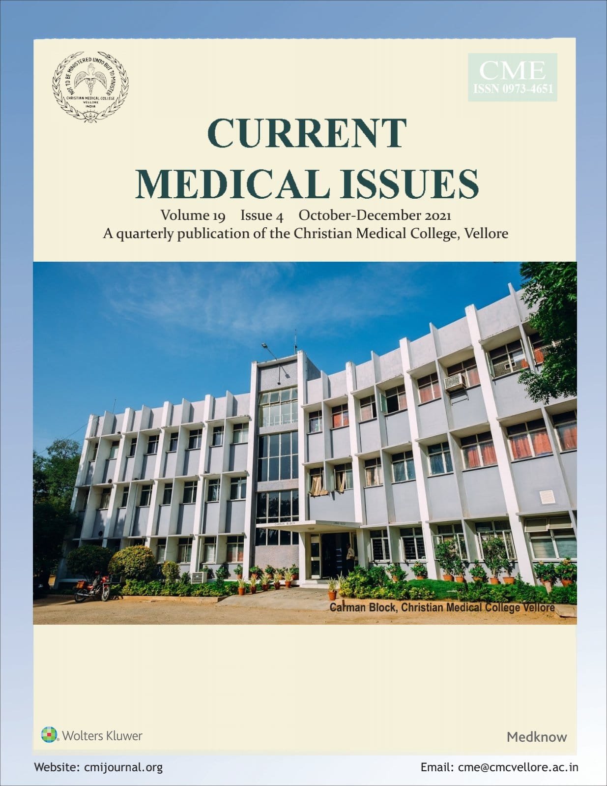 Article on Covid Published in CMC Vellore's Journal